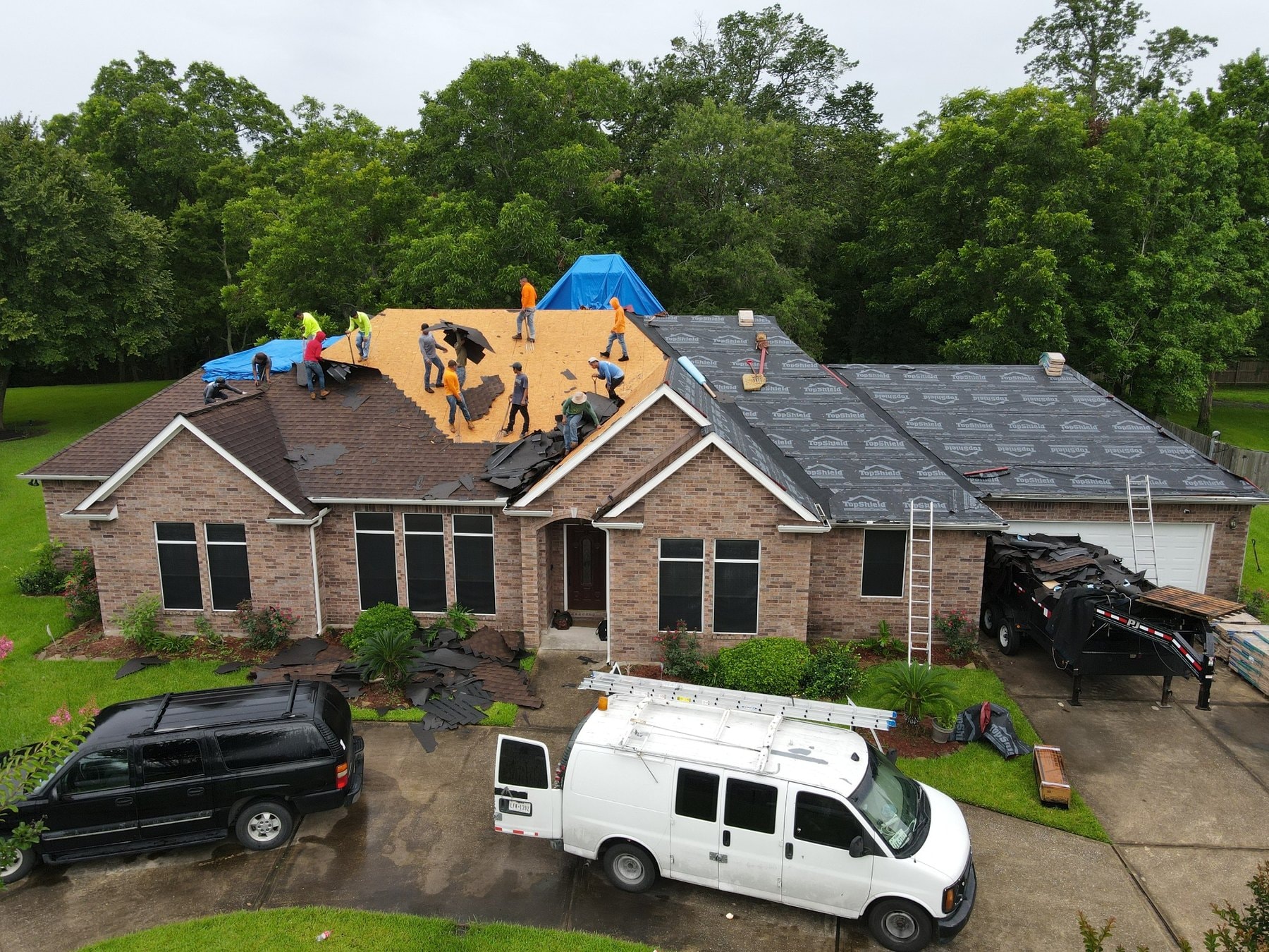 Exposed roof decking after tear-off — Orange, Texas (photo 4)
