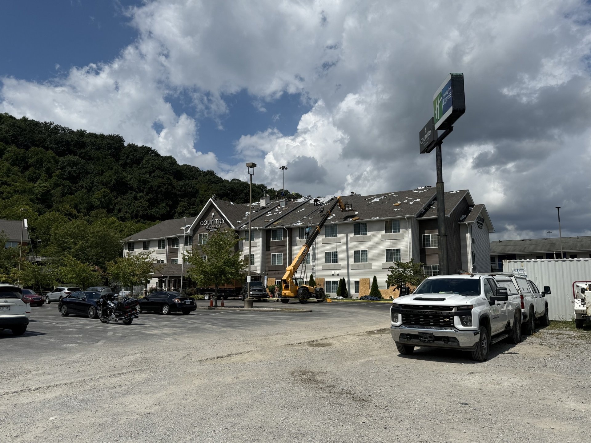 Hotel roof installation progress aerial view — West Virginia (photo 7)